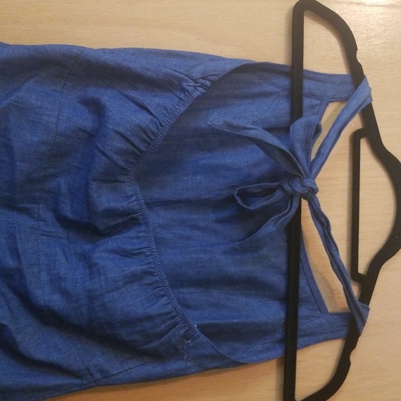 Denim Halter Top With Beautiful Crochet Detail - Picture 6 of 8